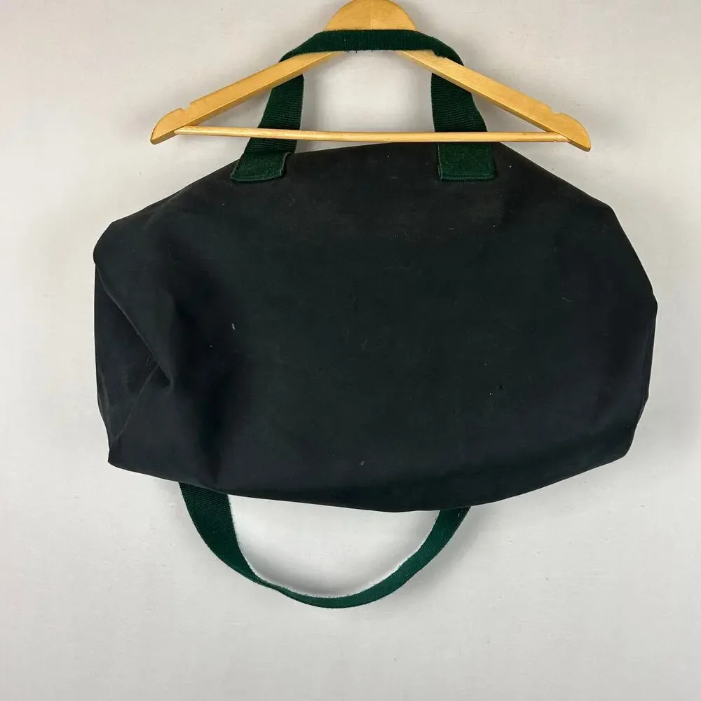 Lands' End Lighthouse Vintage Round Duffle Bag Black/Green Weekender Made in USA